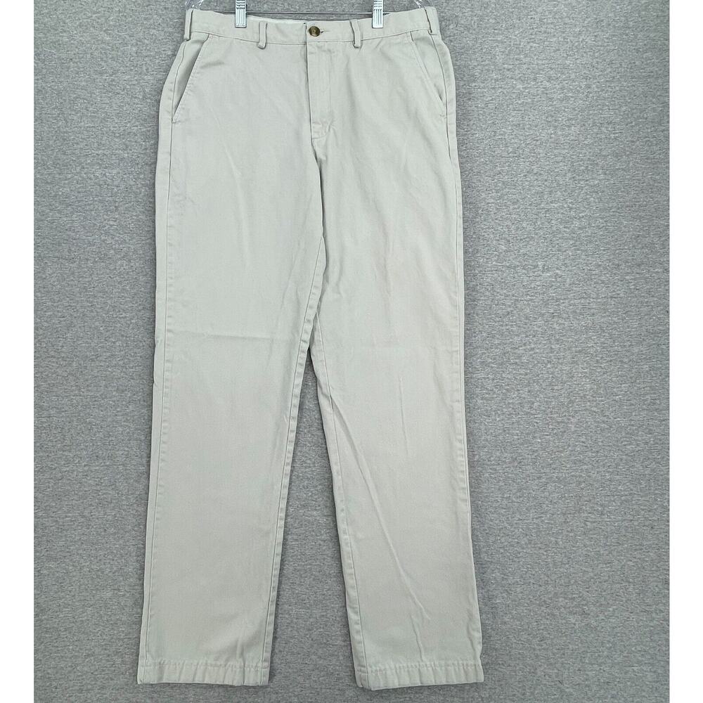 Lands End Pants Mens 34 Beige Traditional Fit Straight Leg Chino Work Casual